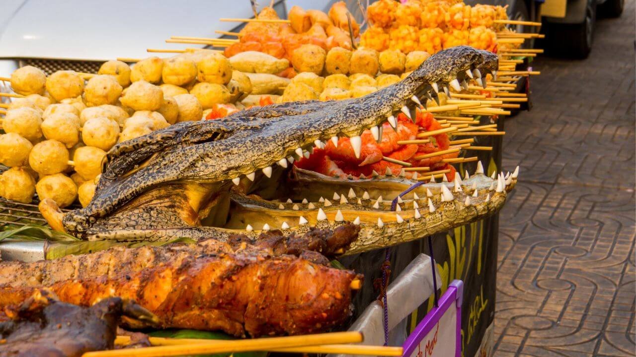 Crocodile street food Thailand