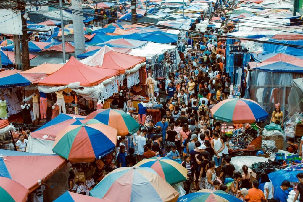 crowd people at market in manila philippines