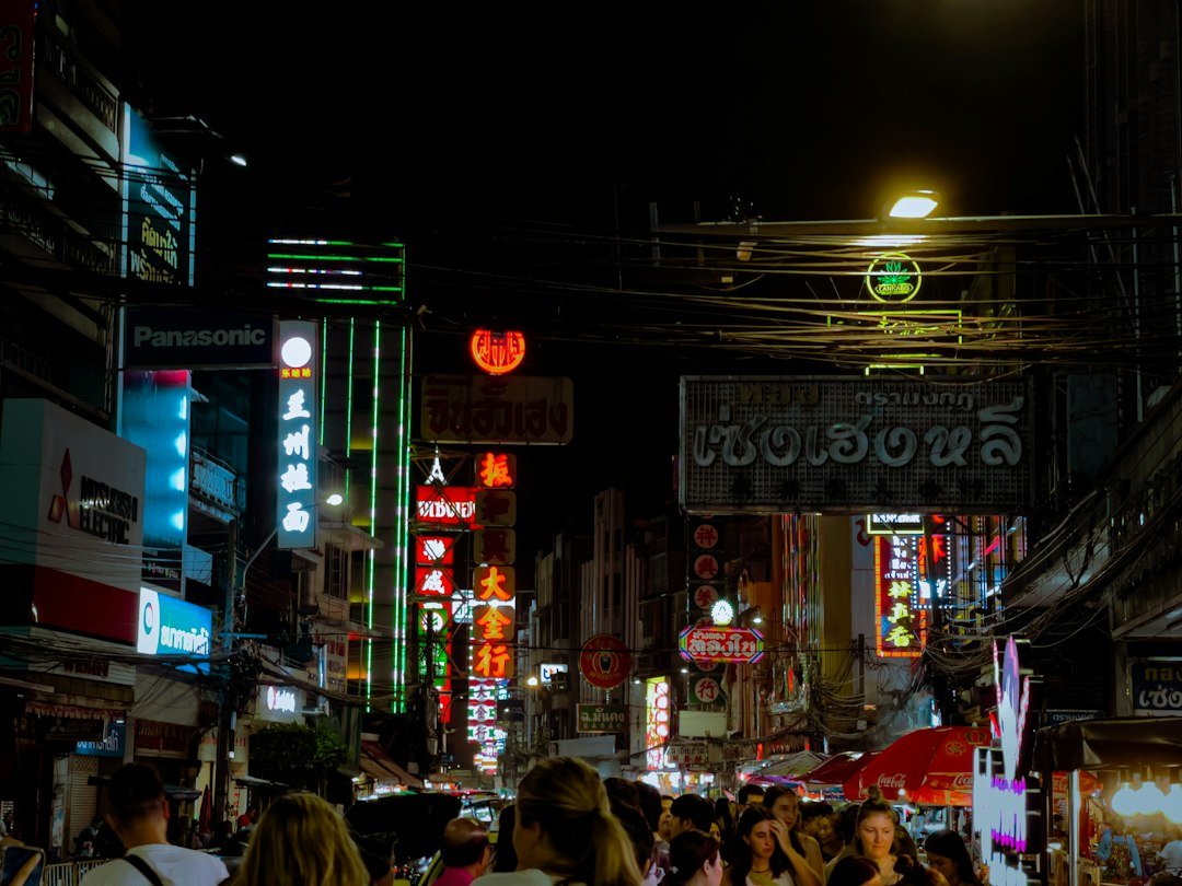 Yaowarat Road in Bangkok Chinatown at night