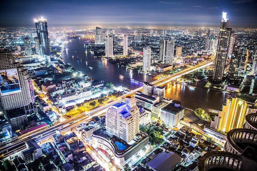 Bangkok skyline illuminated at night