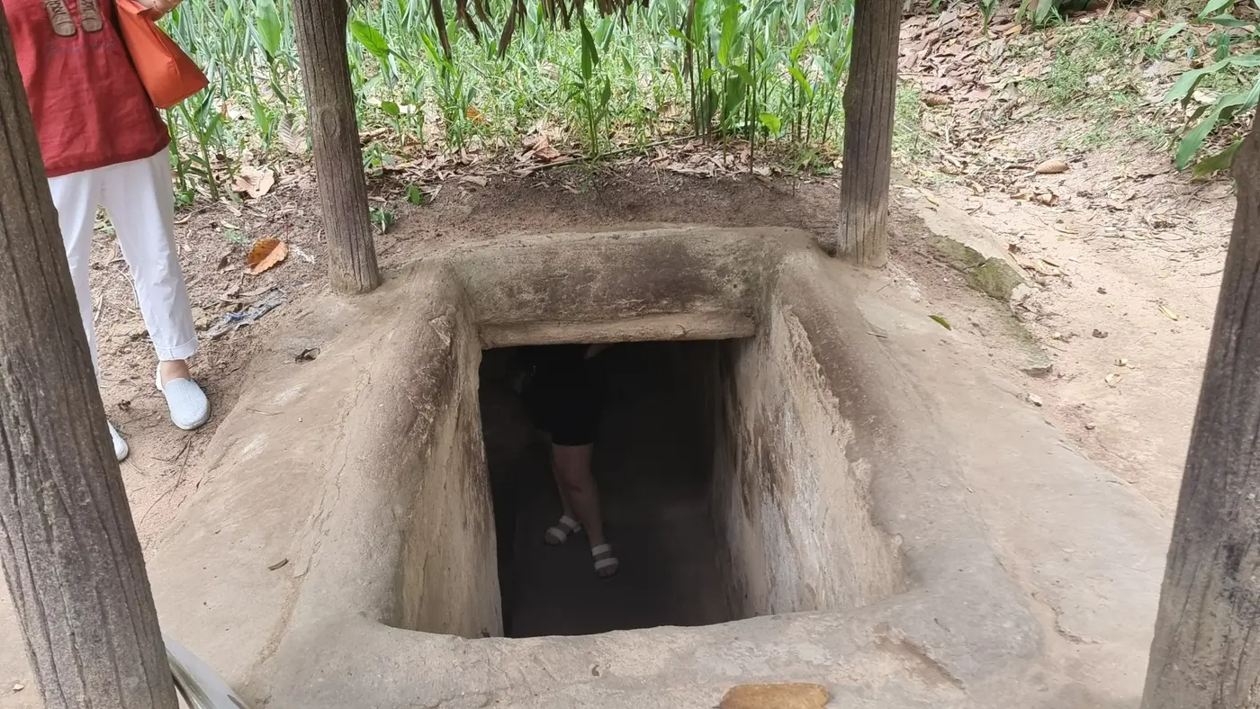 Narrow entrance to the Cu Chi Tunnels near Ho Chi Minh City