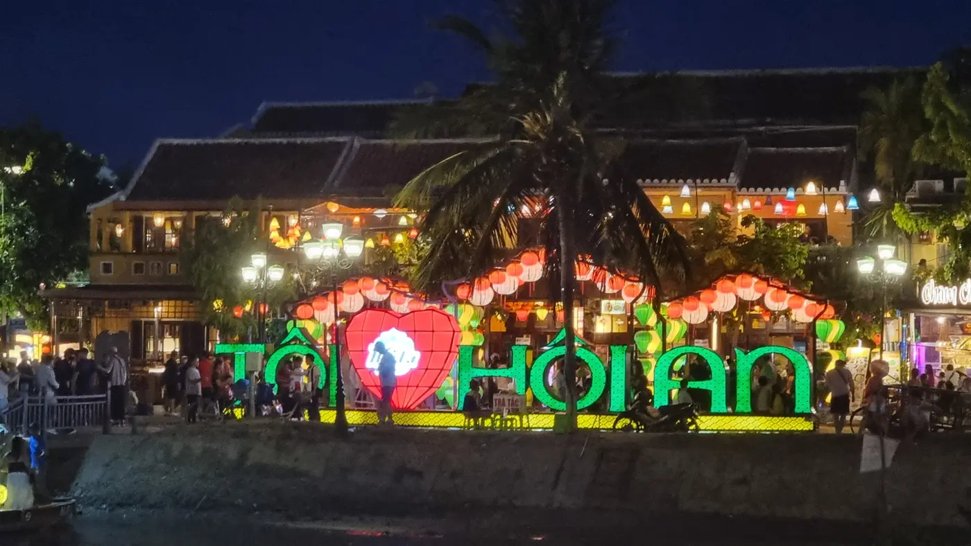 Lantern-lit Hoi An riverfront at night
