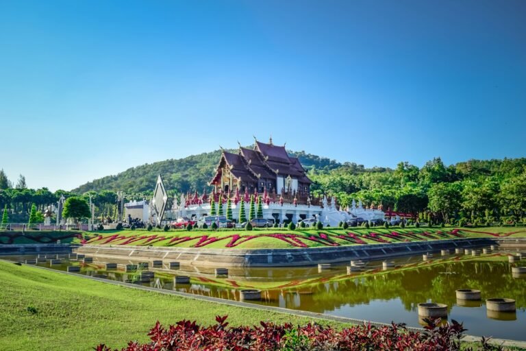 Temple surrounded by green landscape in Chiang Mai, northern Thailand