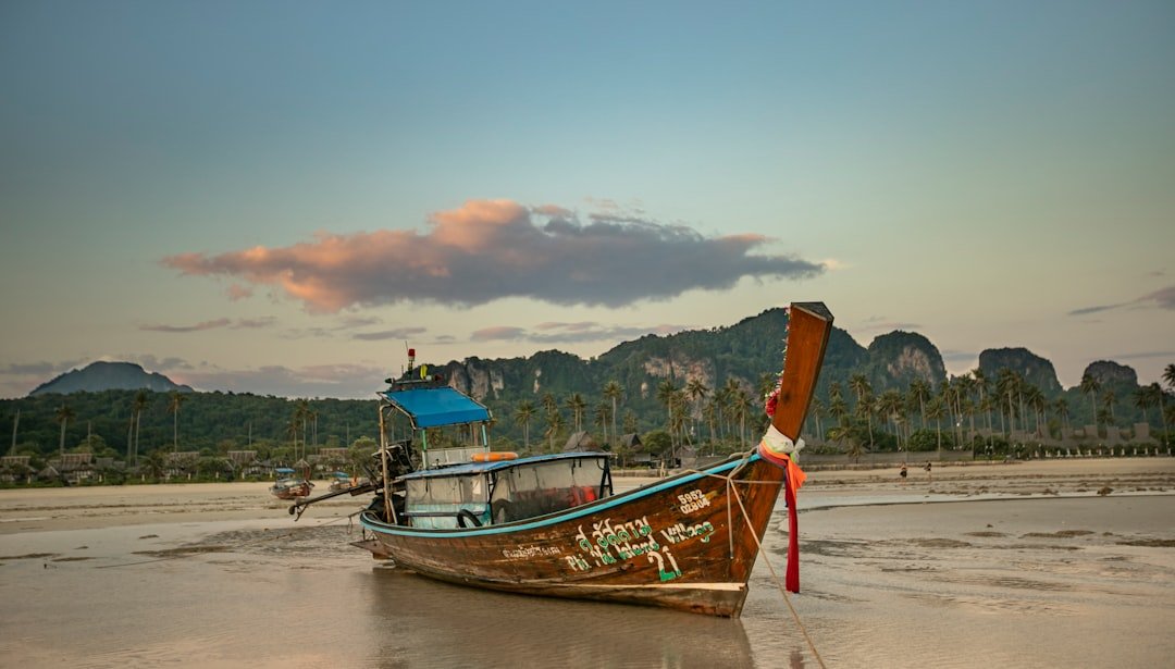 Tropical beach and boat in Southeast Asia