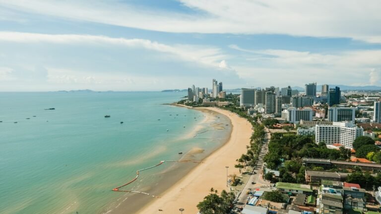 Pattaya Bay and city skyline in Thailand