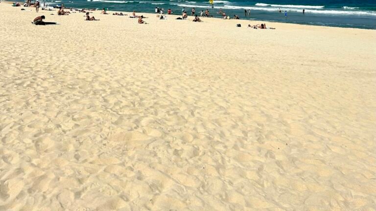 My Khe beach in Da Nang with sand, sea and mountains