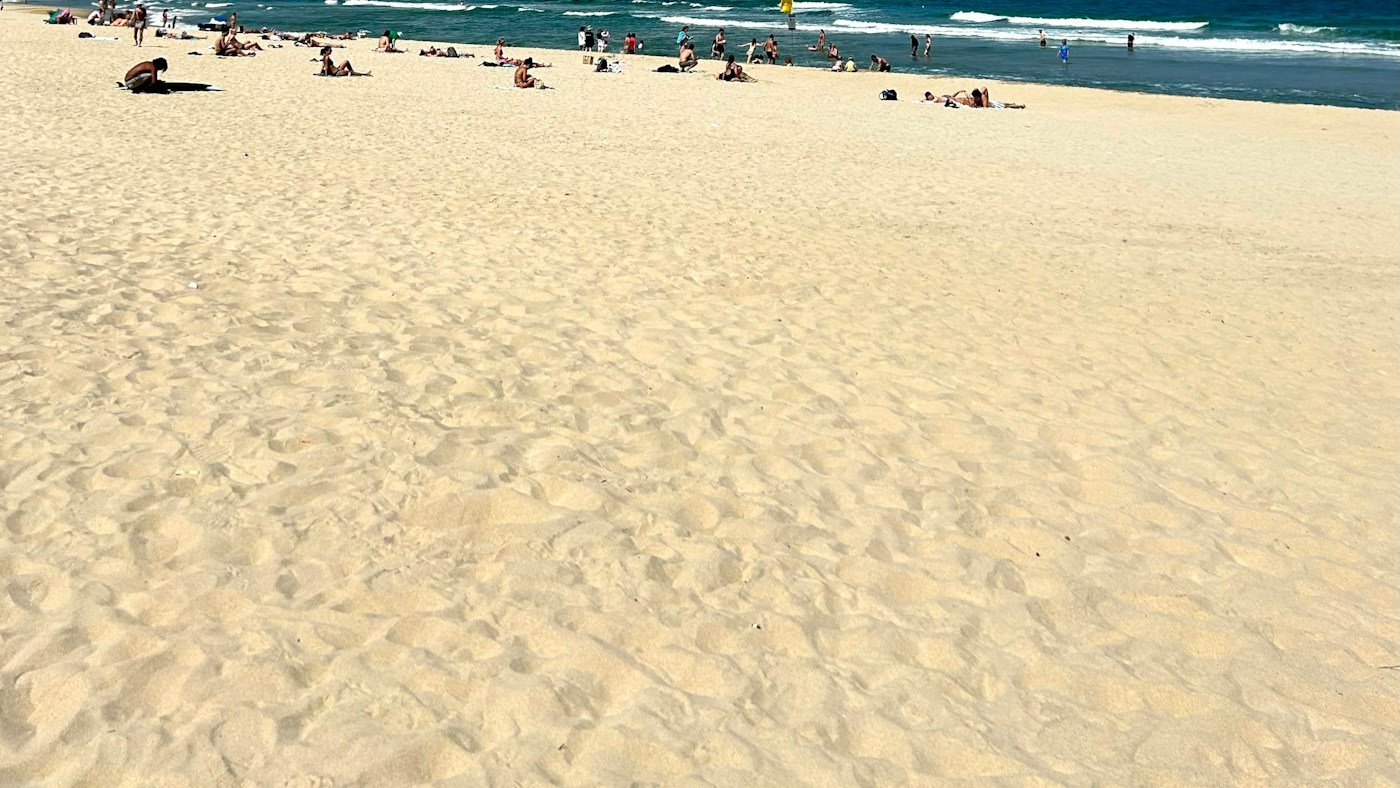My Khe beach in Da Nang with sand, sea and mountains